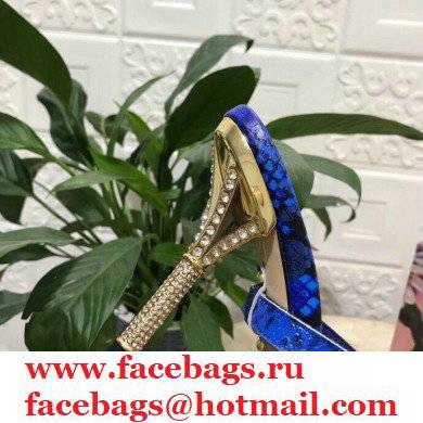 Dolce  &  Gabbana Crystal Heel 10.5cm Python Mules Blue 2021